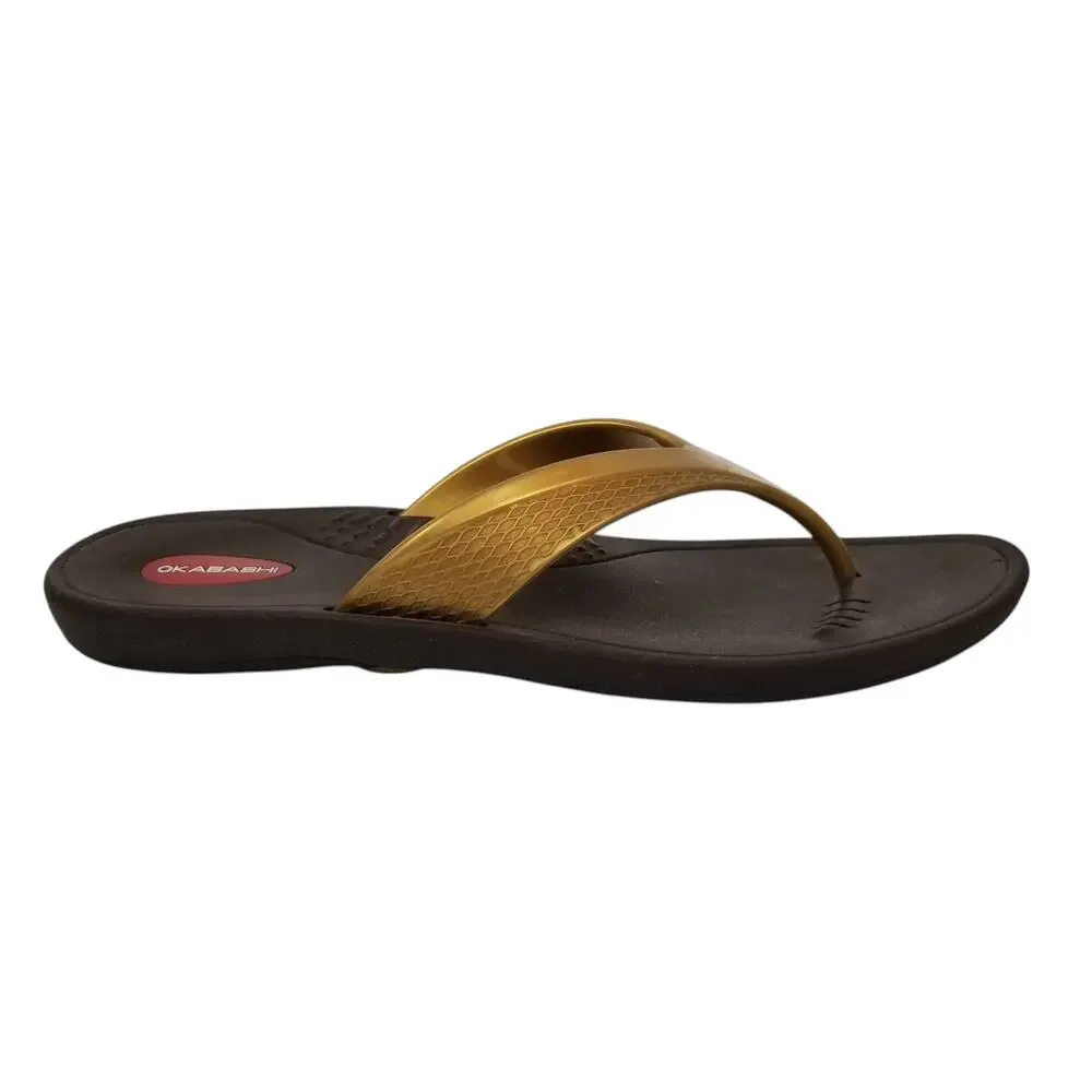 Okabashi Women's Gold Flip Flops Size Large 9.5 - 10.5